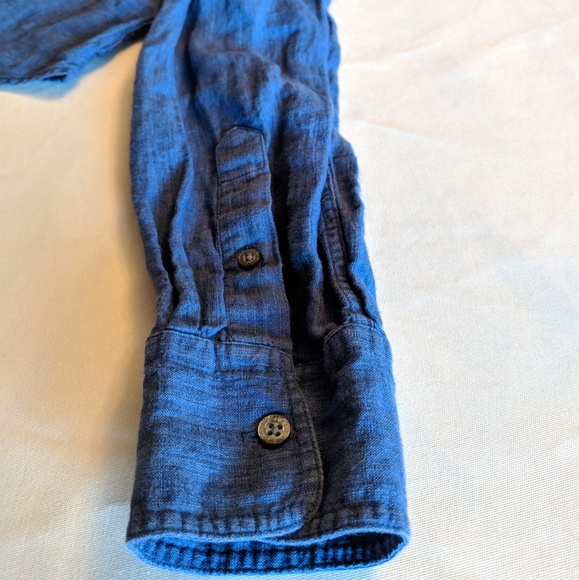 Ralph Lauren Dark Blue Chambray Linen Button Down - Picture 7 of 8